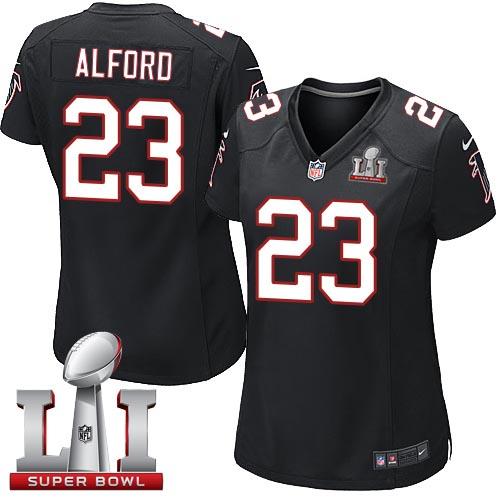 Nike Falcons #23 Robert Alford Black Alternate Super Bowl LI 51 Women's Stitched NFL Elite Jersey
